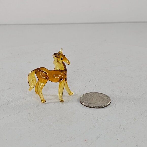 Handcrafted Miniature Amber-Colored Glass Horse Figurine - Picture 6 of 8
